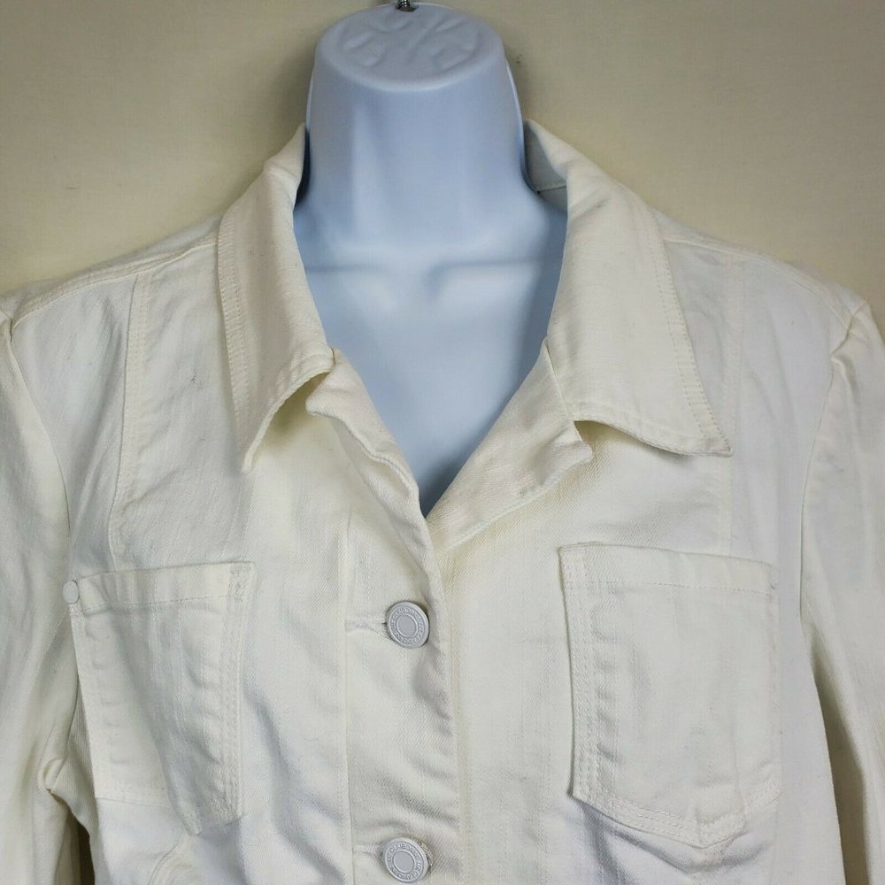 Liz Claiborne Womens Pure White Denim Stretch Long Sleeved Jacket Size XL - Picture 2 of 12